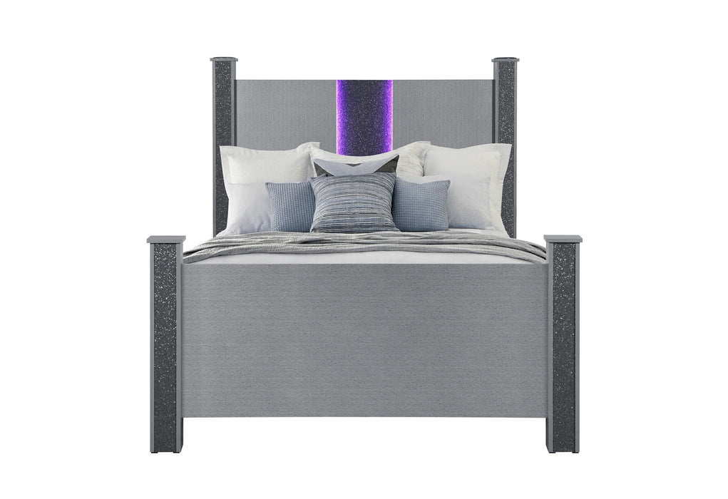 Logan Silver Bed with LED and Speakers