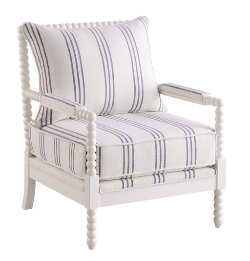 Blanchett Upholstered Accent Chair with Spindle Accent White and Navy image