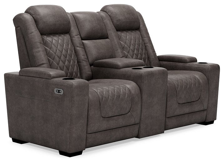 HyllMont Power Reclining Loveseat with Console - All Brands Furniture (NJ)