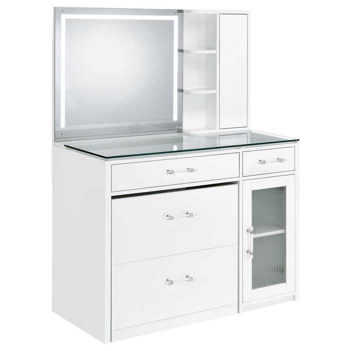 Flora 2-drawer Vanity Set with LED Mirror High Gloss - All Brands Furniture (NJ)