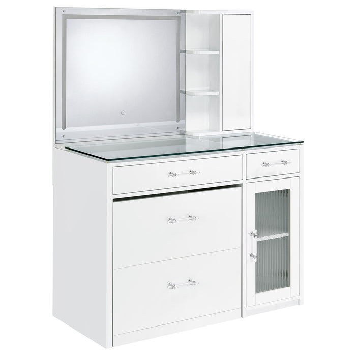 Flora 2-drawer Vanity Set with LED Mirror High Gloss - All Brands Furniture (NJ)
