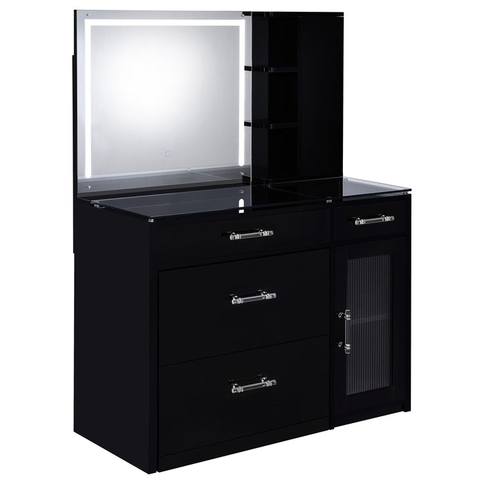 Flora 2-drawer Vanity Set with LED Mirror High Gloss - All Brands Furniture (NJ)