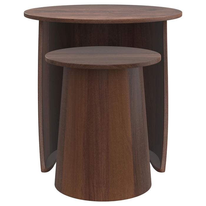 Yency 2-piece Round Mango Wood Nesting Table Set Dark Brown - All Brands Furniture (NJ)