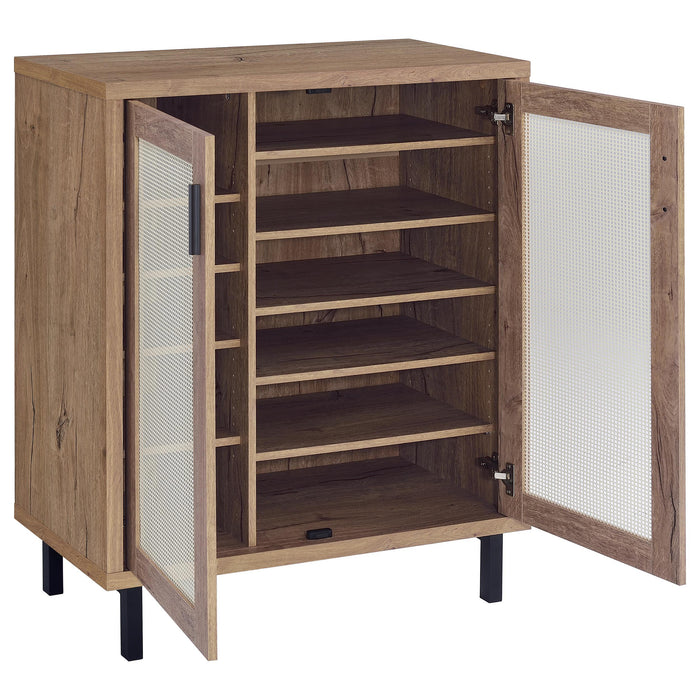 Teller 2-door Shoe Storage Cabinet Natural Oak - All Brands Furniture (NJ)