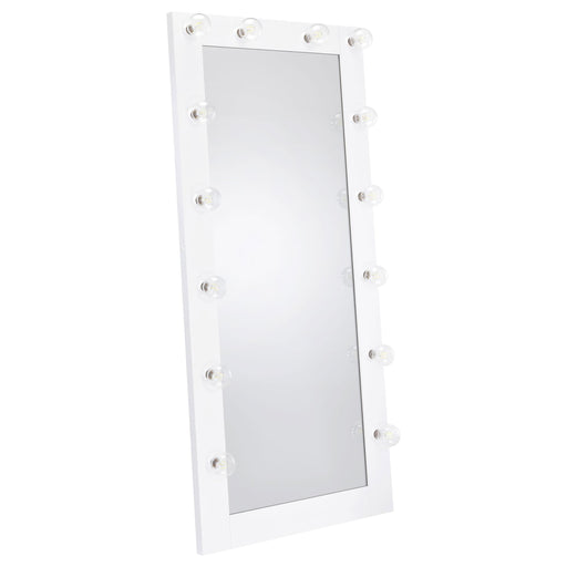 Zayan 32 x 71 Inch Floor Mirror LED Lighting White Gloss - All Brands Furniture (NJ)