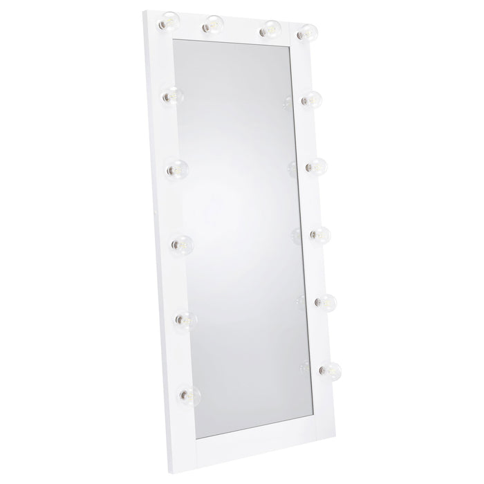 Zayan 32 x 71 Inch Floor Mirror LED Lighting White Gloss - All Brands Furniture (NJ)