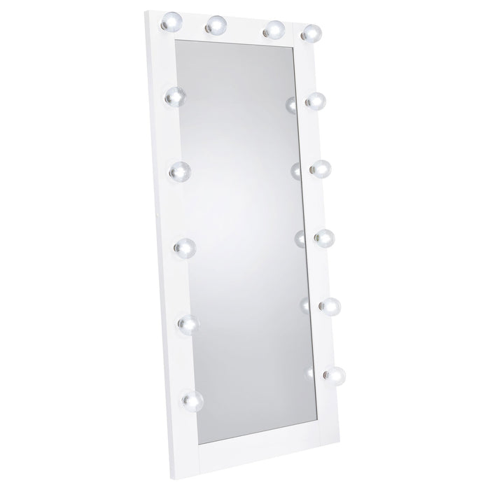 Zayan 32 x 71 Inch Floor Mirror LED Lighting White Gloss - All Brands Furniture (NJ)