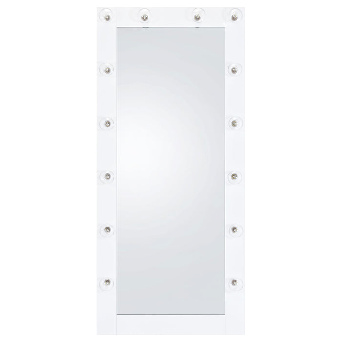 Zayan 32 x 71 Inch Floor Mirror LED Lighting White Gloss - All Brands Furniture (NJ)