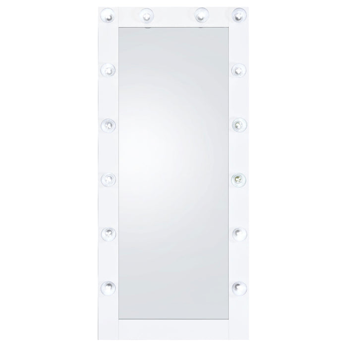 Zayan 32 x 71 Inch Floor Mirror LED Lighting White Gloss - All Brands Furniture (NJ)