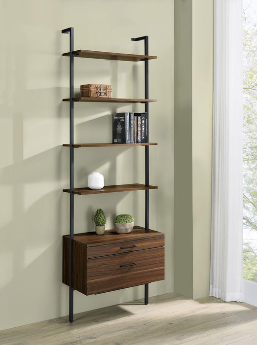 Owens 96-inch 4-shelf Storage Wall Bookshelf Walnut - All Brands Furniture (NJ)