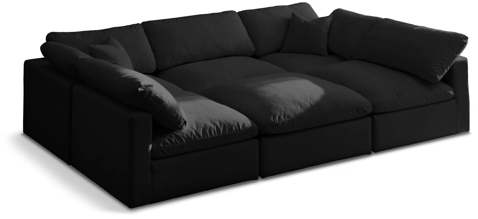 Plush Black Velvet Standard Cloud Modular Sectional
