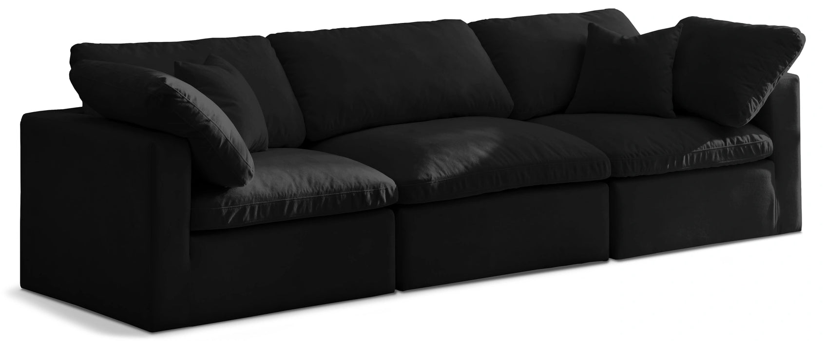 Plush Black Velvet Standard Cloud Modular Sofa