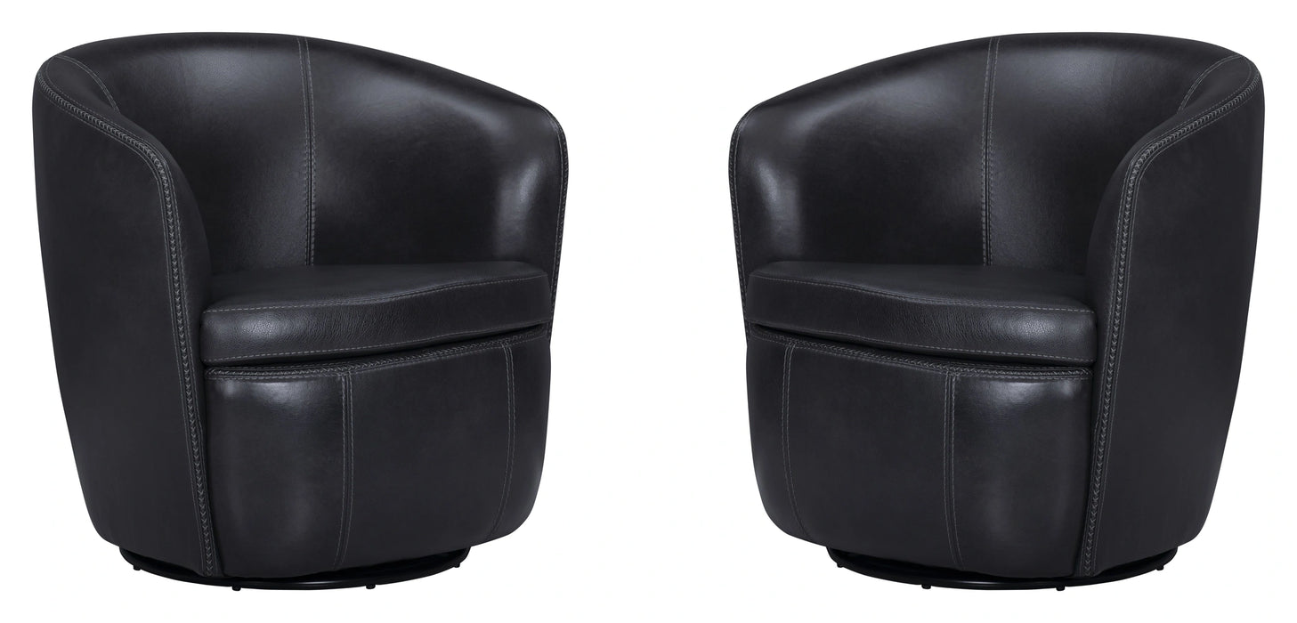 Parker Living Barolo 100% Italian Leather Swivel Club Chair Two Pack