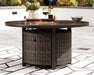 Paradise Trail Paradise Trail Fire Pit Table with 4 Nuvella Swivel Lounge Chairs - All Brands Furniture (NJ)