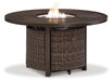 Paradise Trail Paradise Trail Fire Pit Table with 4 Nuvella Swivel Lounge Chairs - All Brands Furniture (NJ)