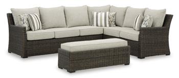 Brook Ranch Outdoor Sofa Sectional/Bench with Cushion (Set of 3)