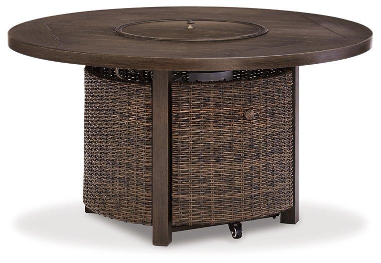 Paradise Trail Paradise Trail Fire Pit Table with 4 Nuvella Swivel Lounge Chairs - All Brands Furniture (NJ)