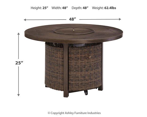 Paradise Trail Paradise Trail Fire Pit Table with 4 Nuvella Swivel Lounge Chairs - All Brands Furniture (NJ)