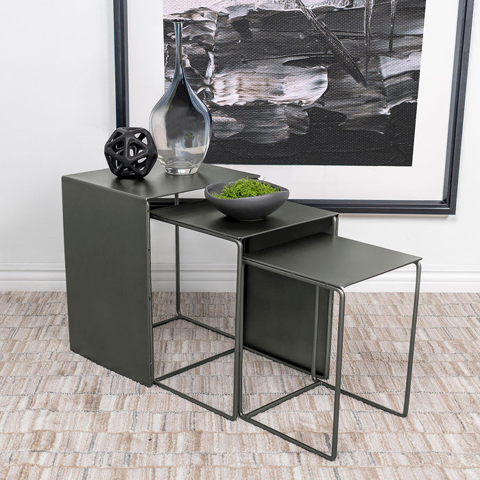 Imez 3-piece Rectangular Metal Nesting Table Grey - All Brands Furniture (NJ)