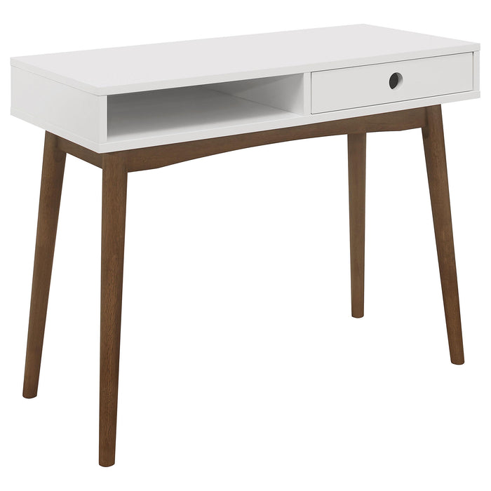 Bradenton 1-drawer Writing Desk White and Walnut - All Brands Furniture (NJ)