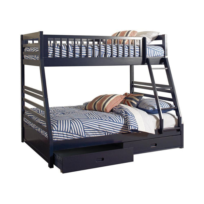 Ashton Twin Over Full 2-drawer Bunk Bed Cappuccino, White, Navy, Honey, & Brown - All Brands Furniture (NJ)