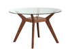 Paxton Mid Century Modern Nutmeg Glass Dining Table - All Brands Furniture (NJ)