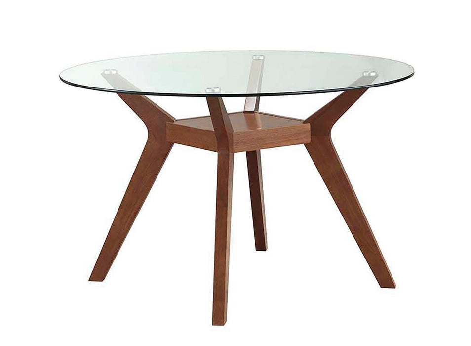 Paxton Mid Century Modern Nutmeg Glass Dining Table - All Brands Furniture (NJ)