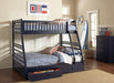 Ashton Twin Over Full 2-drawer Bunk Bed Cappuccino, White, Navy, Honey, & Brown - All Brands Furniture (NJ)