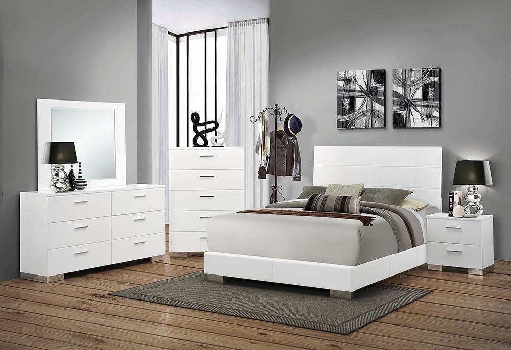 Felicity Panel Bed Glossy White - All Brands Furniture (NJ)