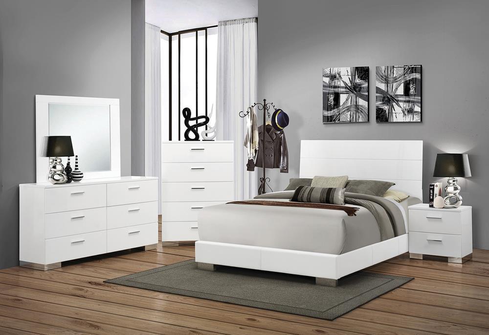 Felicity Panel Bed Glossy White - All Brands Furniture (NJ)