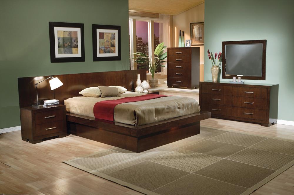 Jessica Eastern King & Queen Platform Bed with Rail Seating Cappuccino - All Brands Furniture (NJ)