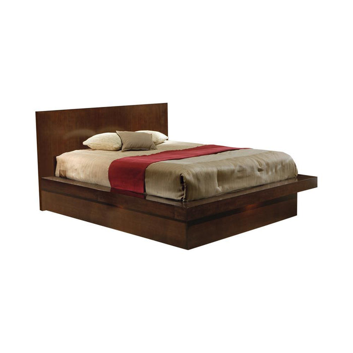 Jessica Eastern King & Queen Platform Bed with Rail Seating Cappuccino - All Brands Furniture (NJ)