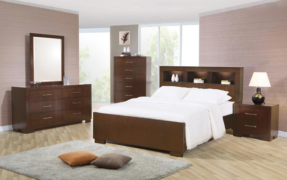 Jessica California King, E.king, & Queen Bed with Storage Headboard Cappuccino - All Brands Furniture (NJ)