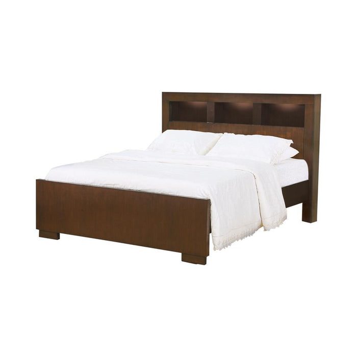 Jessica California King, E.king, & Queen Bed with Storage Headboard Cappuccino - All Brands Furniture (NJ)