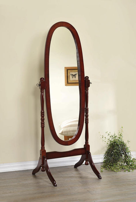 Traditional Warm Brown Floor Mirror
