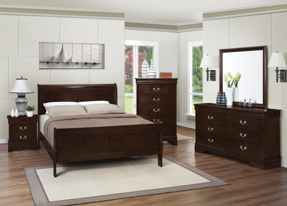 Louis Philippe Eastern King & Queen Panel Sleigh Bed Cappuccino - All Brands Furniture (NJ)