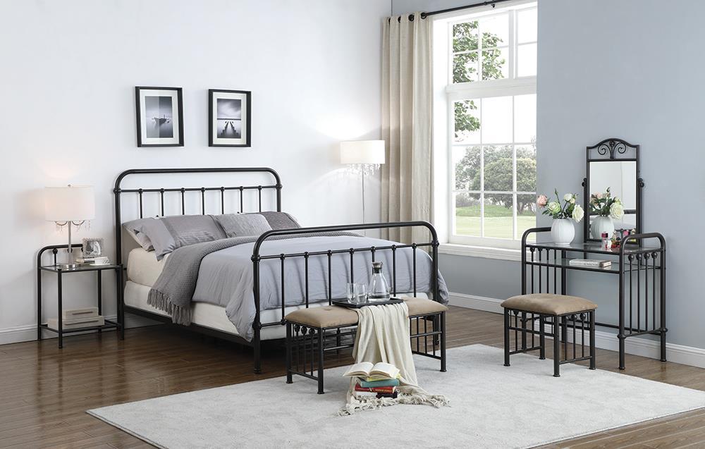 Livingston Queen Panel Metal Bed Dark Bronze - All Brands Furniture (NJ)