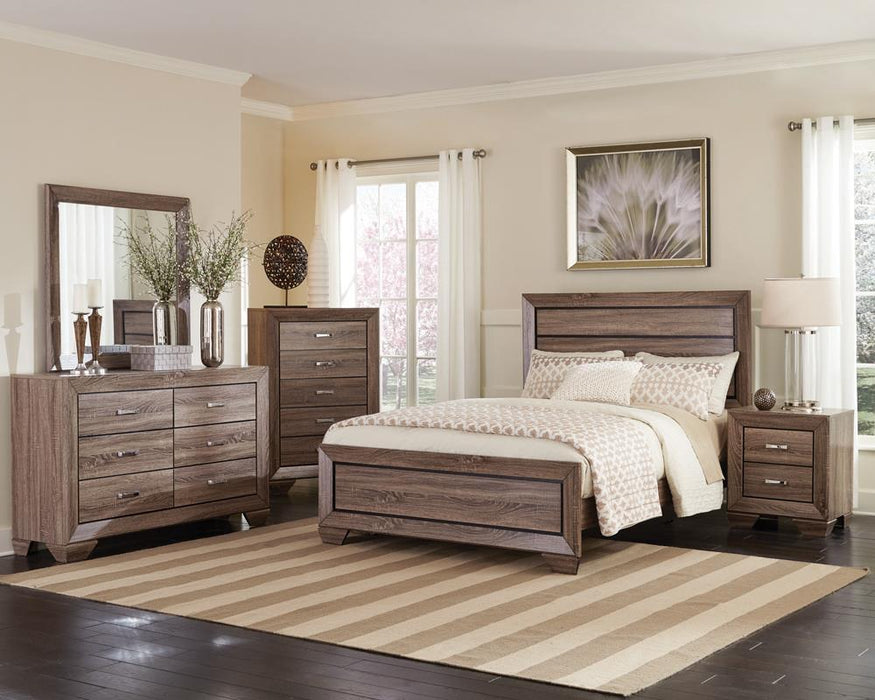 Kauffman California King, E.king, & Queen Panel Bed Washed Taupe - All Brands Furniture (NJ)