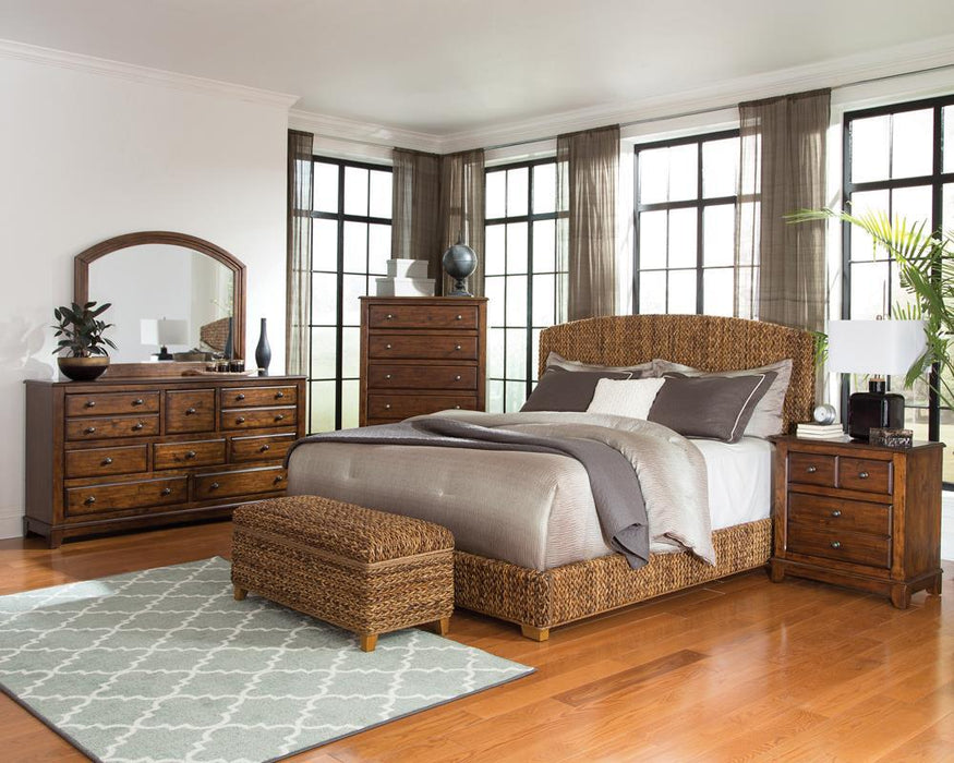 Laughton Hand-Woven Banana Leaf California King, E.King, & Queen Bed Amber - All Brands Furniture (NJ)