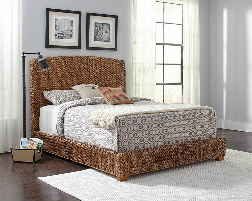 Laughton Hand-Woven Banana Leaf California King, E.King, & Queen Bed Amber - All Brands Furniture (NJ)