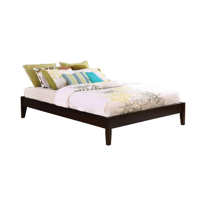 Hounslow California King, E.King, & Queen Universal Platform Bed Cappuccino - All Brands Furniture (NJ)