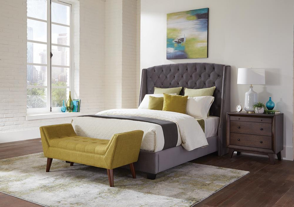 Pissarro Transitional Upholstered Grey and Chocolate California King Bed