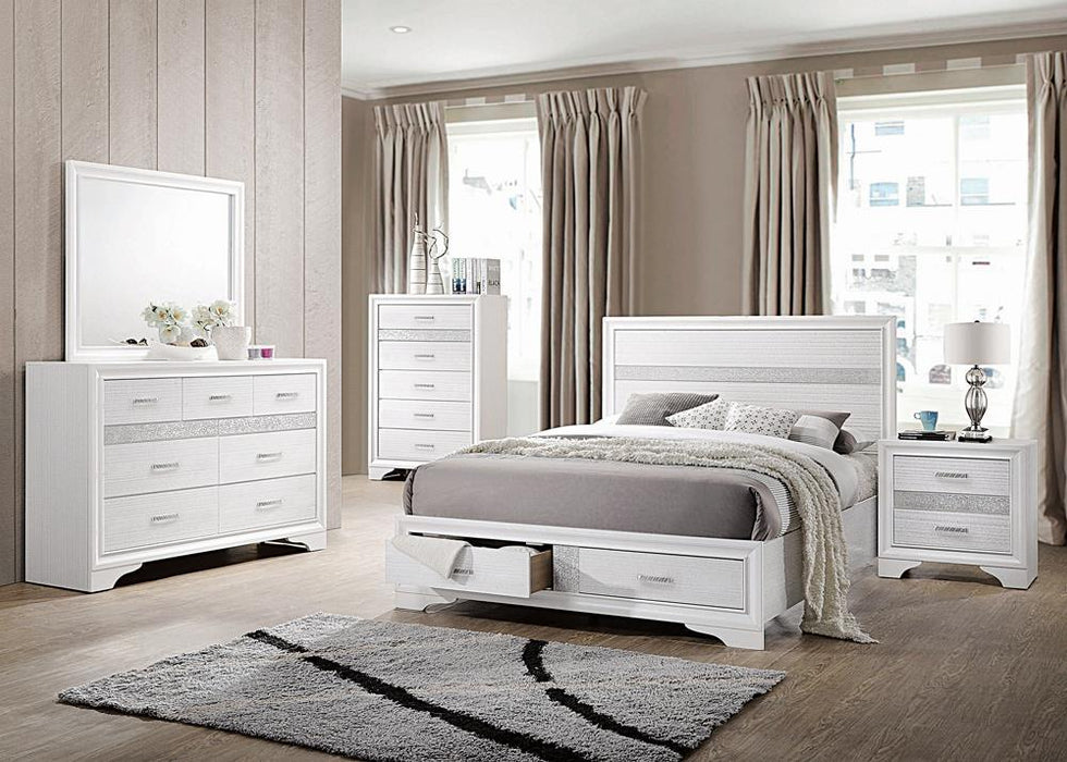 Miranda California King. E.King, & Queen 2-drawer Storage Bed Black & White - All Brands Furniture (NJ)