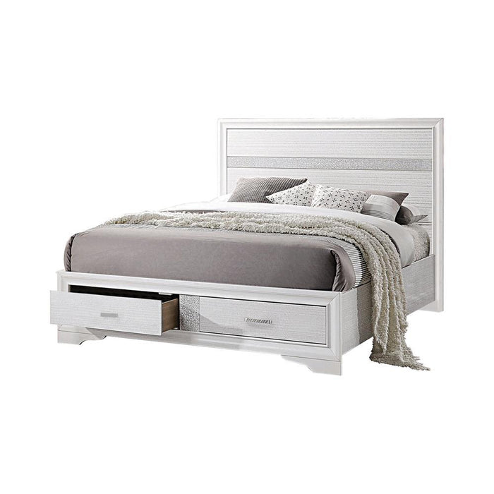 Miranda California King. E.King, & Queen 2-drawer Storage Bed Black & White - All Brands Furniture (NJ)