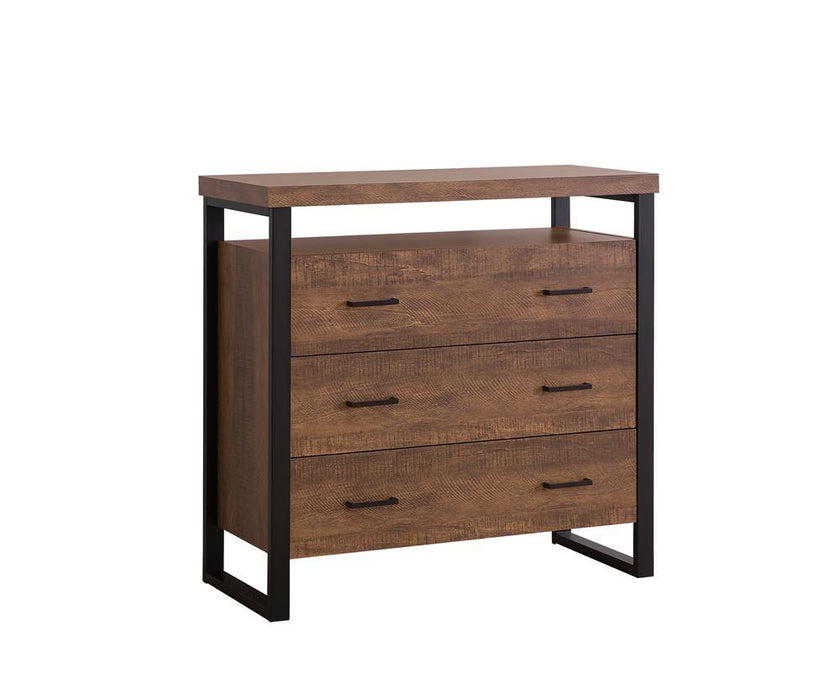 Rustic Amber Three-Drawer Accent Cabinet