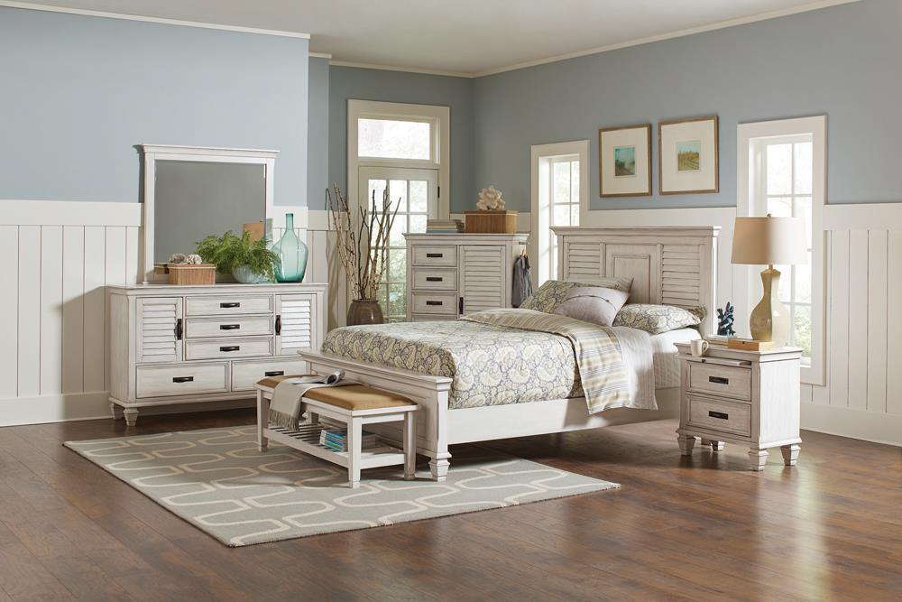 Franco Eastern King & Queen Panel Bed Antique White & Oak - All Brands Furniture (NJ)