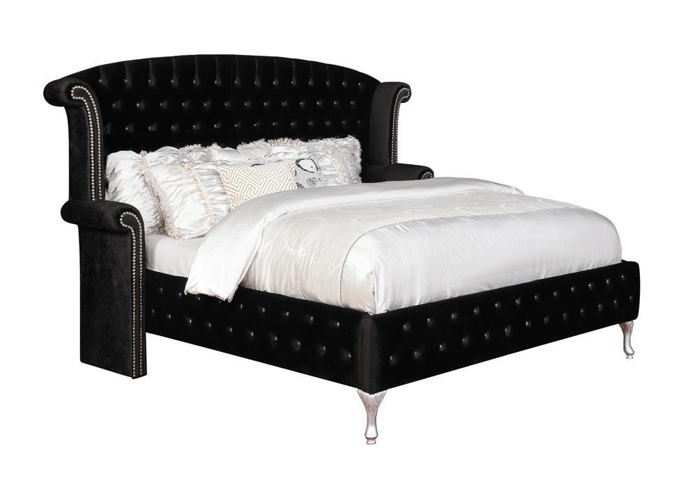 Deanna Queen Tufted Upholstered Bed Black - All Brands Furniture (NJ)