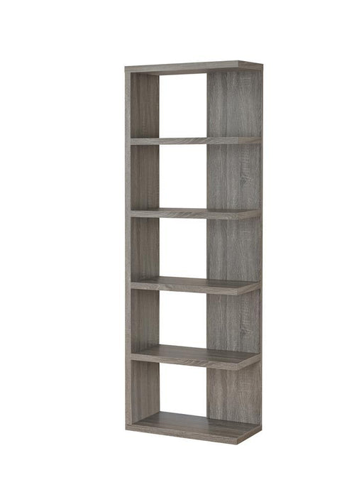 G800553 Contemporary Weathered Grey Five-Shelf Bookcase