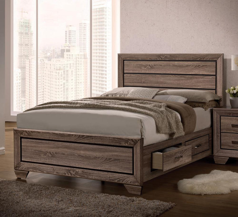 Kauffman California King, E.king, & Queen Panel Bed Washed Taupe - All Brands Furniture (NJ)