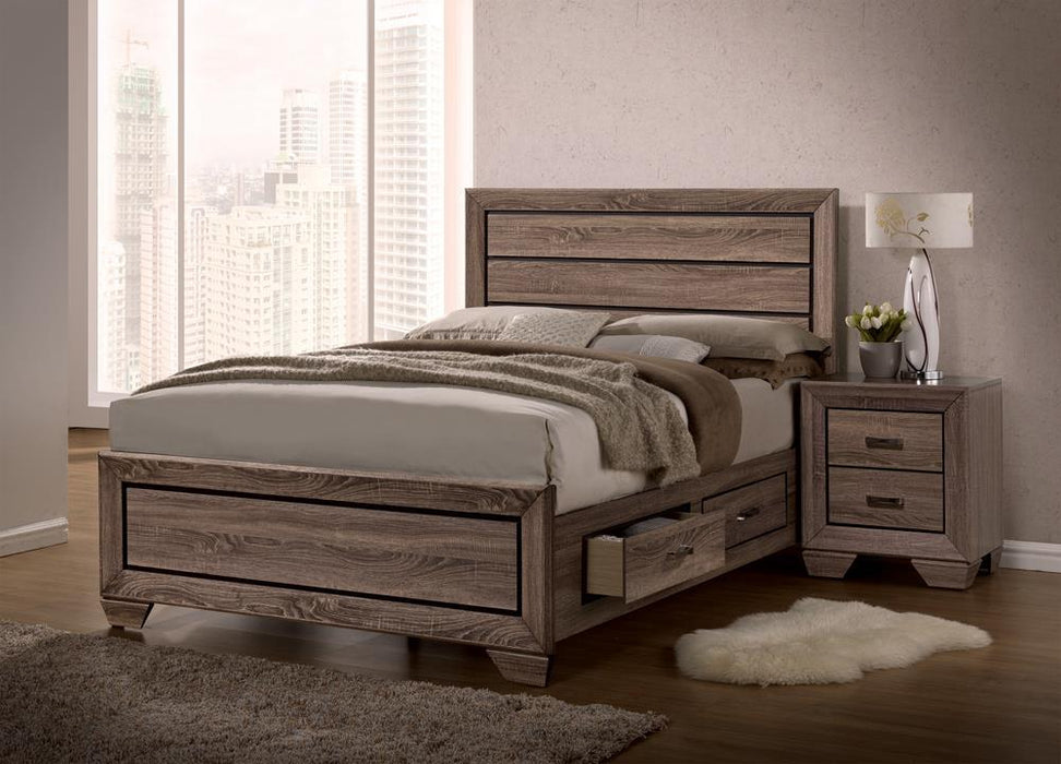 Kauffman California King, E.king, & Queen Panel Bed Washed Taupe - All Brands Furniture (NJ)